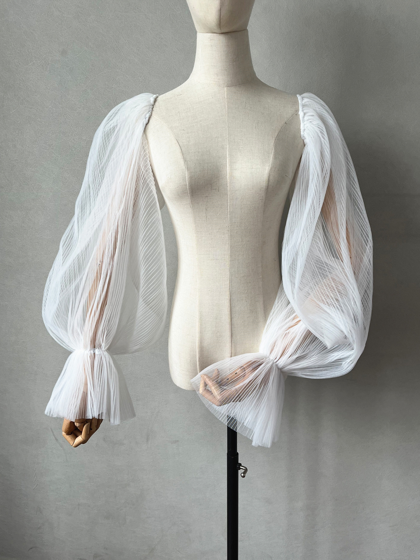 Wedding Dress Pleated Bell Sleeve - Image 3