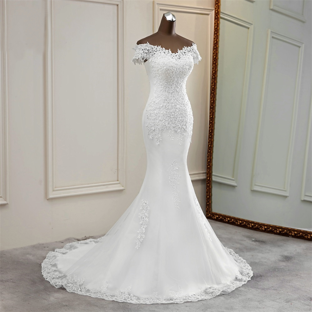 Tube Top Bridal Slim Wedding Dress Mermaid Lace Wedding Dress - Image 4