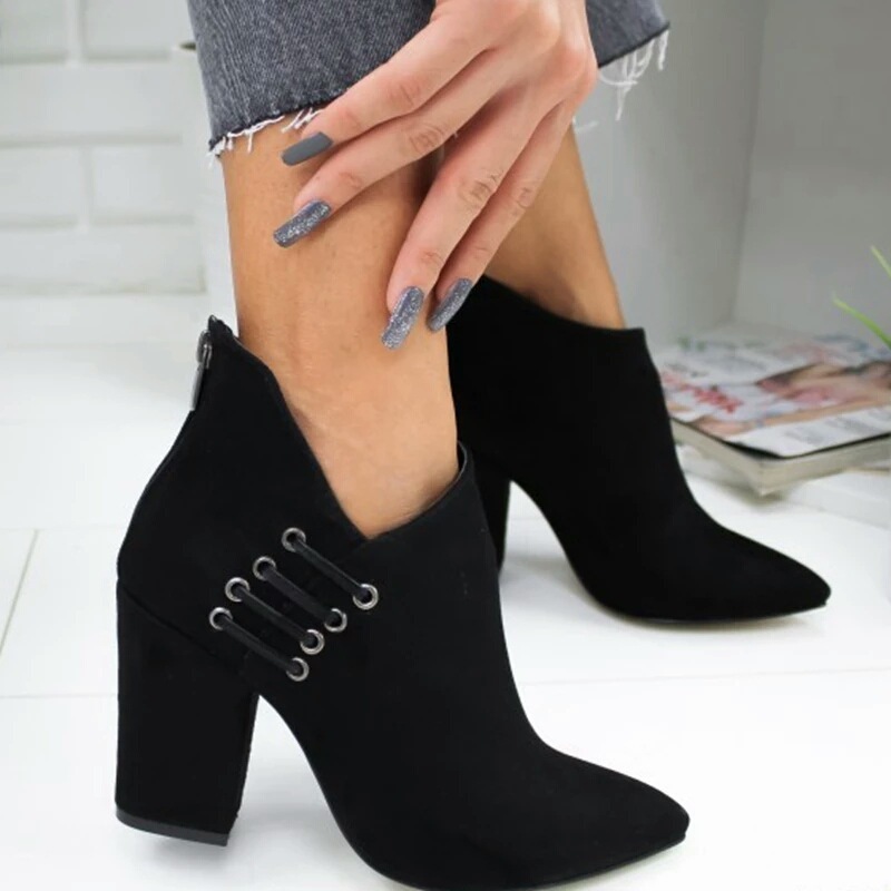 Fashion Ankle Boots Women Pointed-toe Zipper Shoes Lady - Image 4