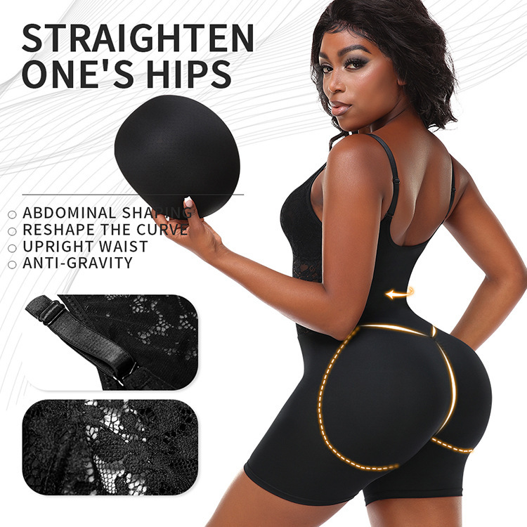 Plus Size Body Shaping Hip Lace Tight Braces Jumpsuit - Image 4