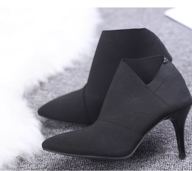 Women Shoes Slip-On Retro High Heel Ankle Boot Elegant Cusp England Casual Short Boots Female Pointed Toe Stiletto Shoes - Image 4