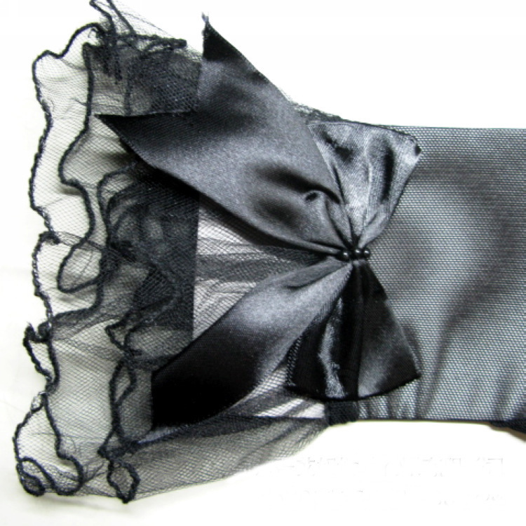 Wedding Bride Wedding Dress Evening Gloves Black Lace - Image 2