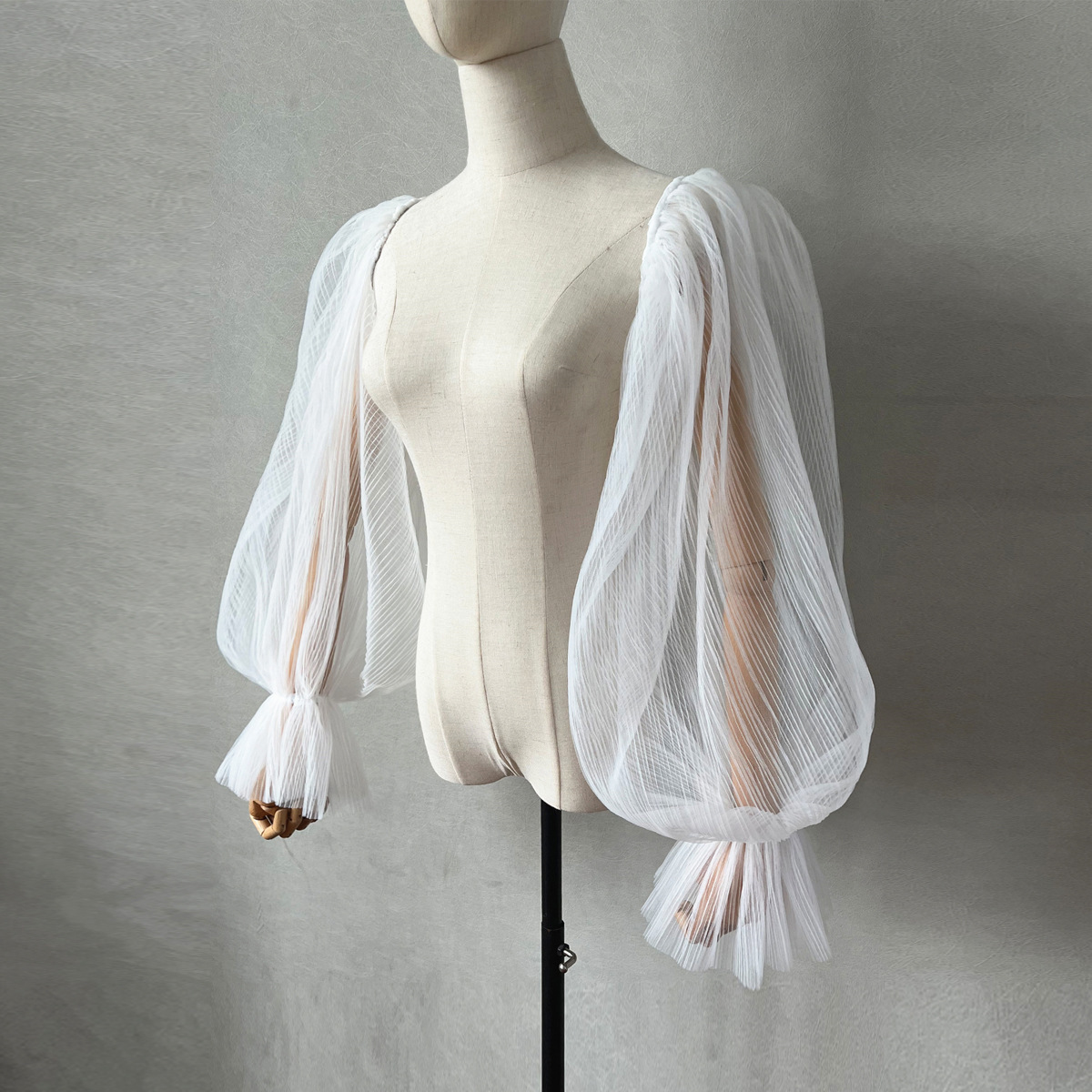 Wedding Dress Pleated Bell Sleeve