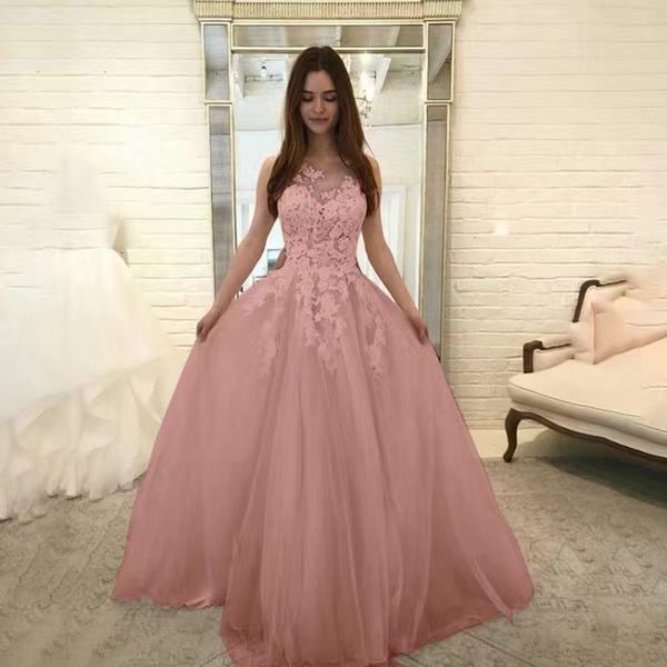 Women Wedding Dress Sleevless Flowers Lace Dress - Image 2