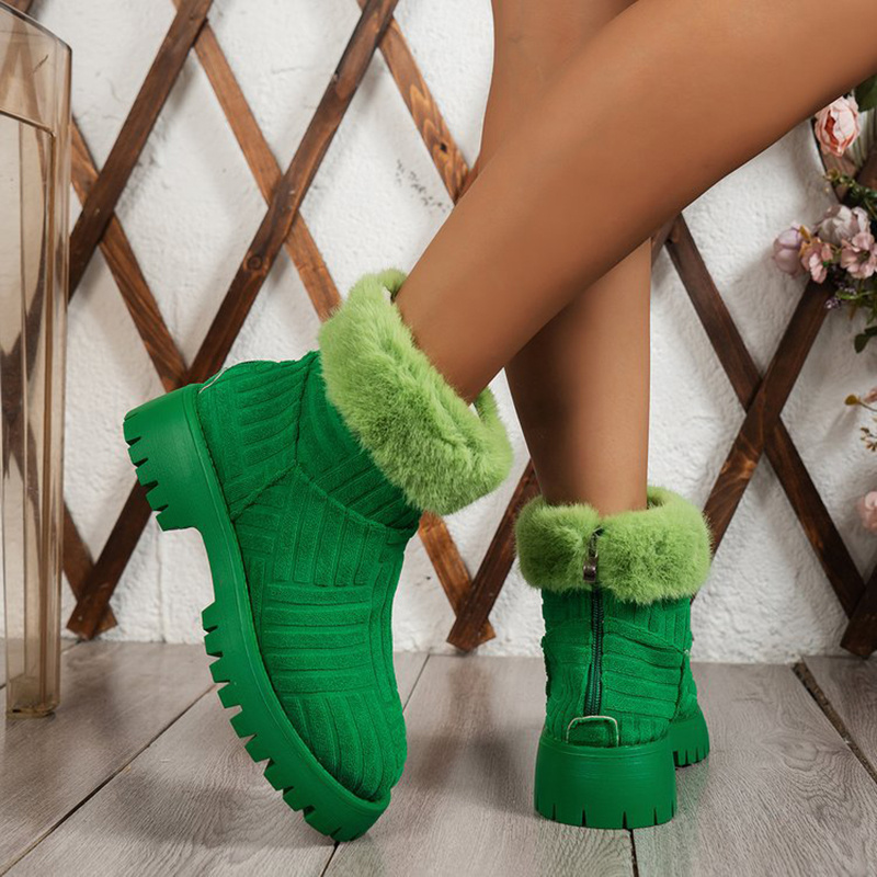 Winter Ankle Boots Fashoin Thick-soled Thickened Snow Boots For Women Plush Shoes - Image 3