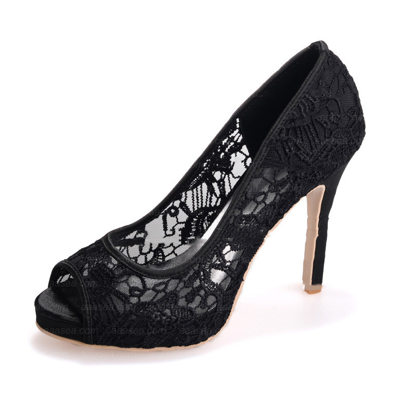 New White Lace Wedding Shoes - Image 3