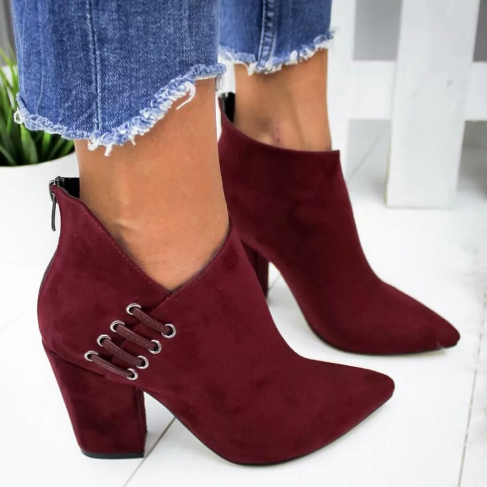 Fashion Ankle Boots Women Pointed-toe Zipper Shoes Lady - Image 6