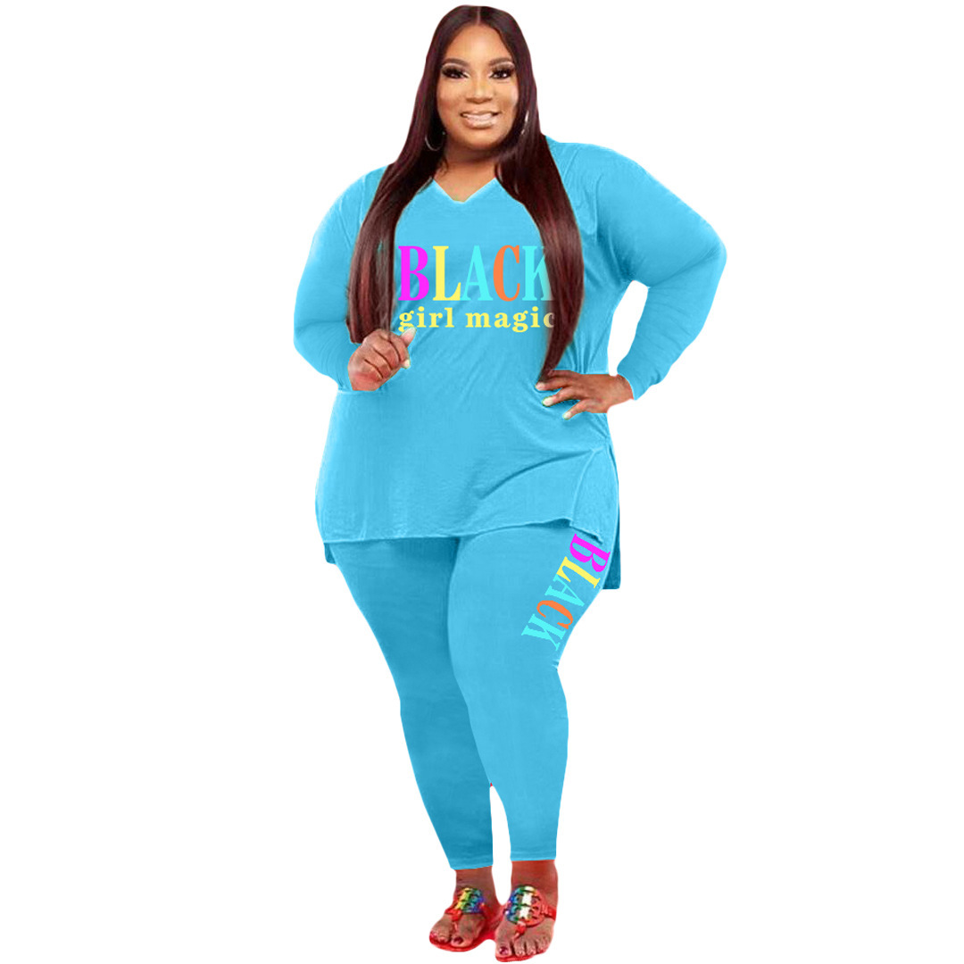 Women's Plus Size Sports And Leisure Printed Two-piece Suit - Image 2